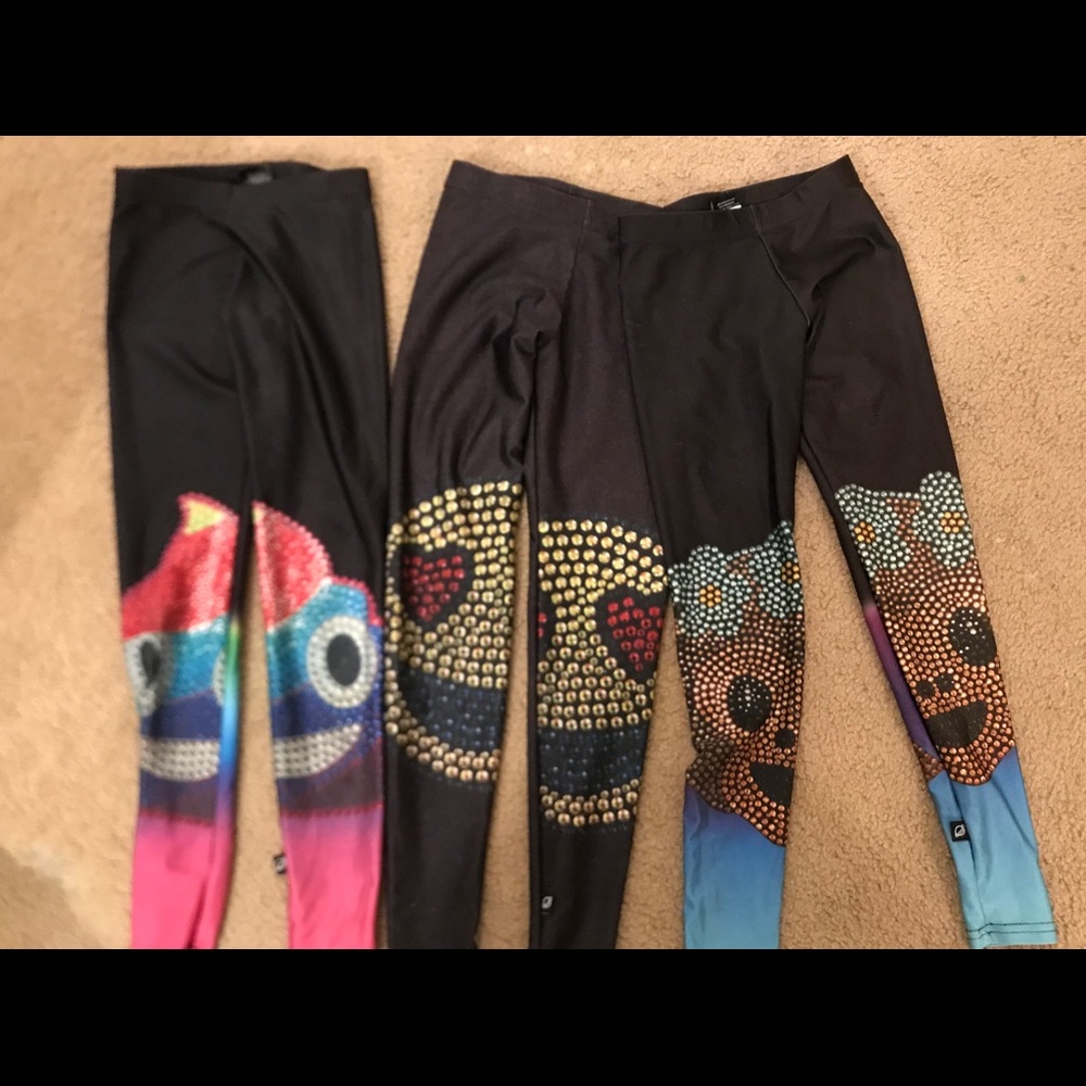 3 pairs of terez emoji leggings size small